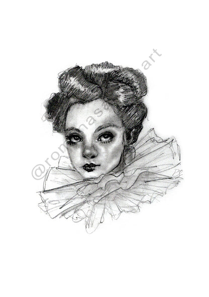 Little face 26 art print portrait black and white Australian art by Romona Sandon Art & Design