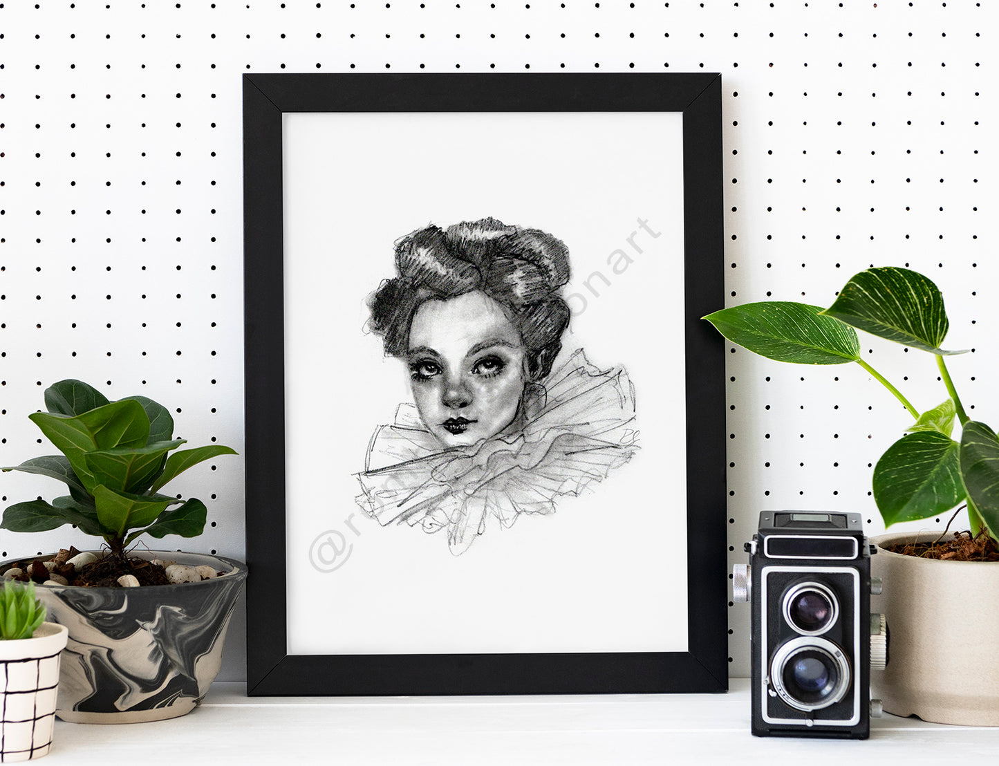 Little face 26 art print portrait black and white Australian art by Romona Sandon Art & Design