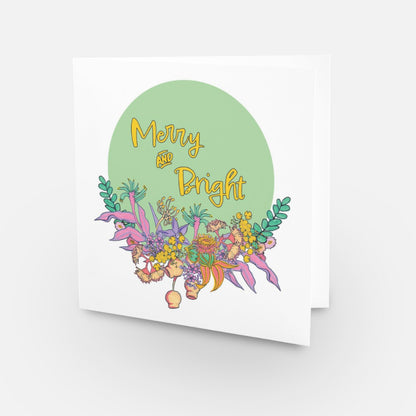 Merry and Bright Wreath Christmas Card